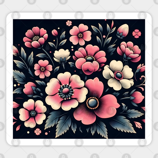 Pink Floral Illustration Sticker by Jenni Arts